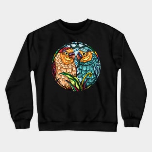 Cute lovebirds couple, romantic birds art Crewneck Sweatshirt